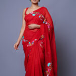 Red Chanderi Silk Saree Set