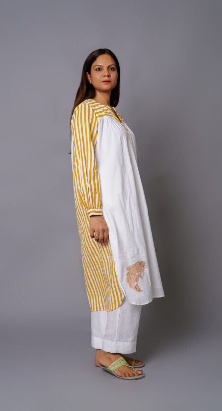 Yellow Stripes Hand-Block printed Cotton Coord Set