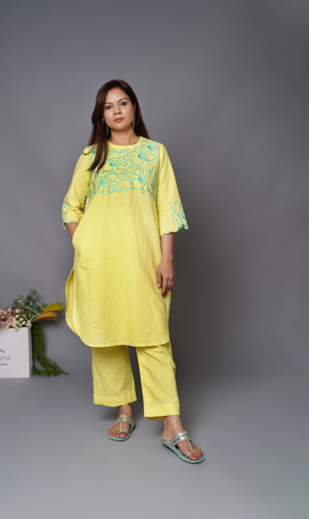 Lemon yellow Linen Coord Set